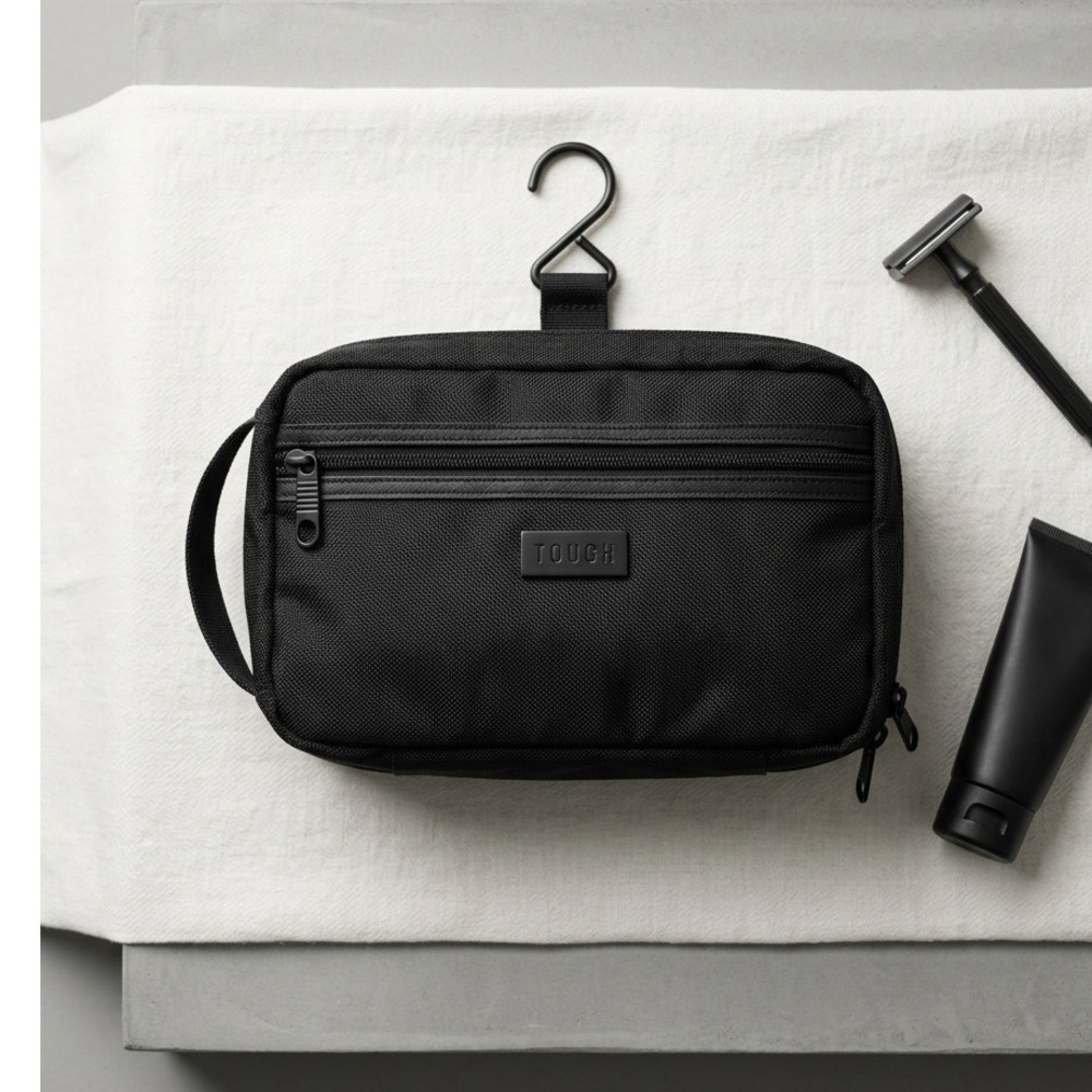 Retired! TOUGH‎ Blk Ballistic Nylon Hanging Toiletry Bag Kit Travel Organizer